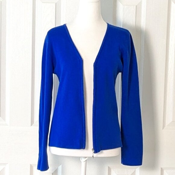 ERIC SPENCER Women's Long Sleeve Full Zip Knit Cardigan Size S Royal Blue - Picture 1 of 6